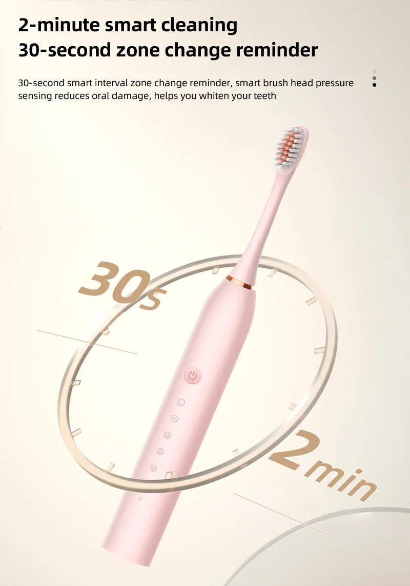 Electric Ultrasonic Toothbrush Six Speed Mode Home Soft Hair USB Charging Waterproof Adult Tooth Cleaner Automatic Couple Set