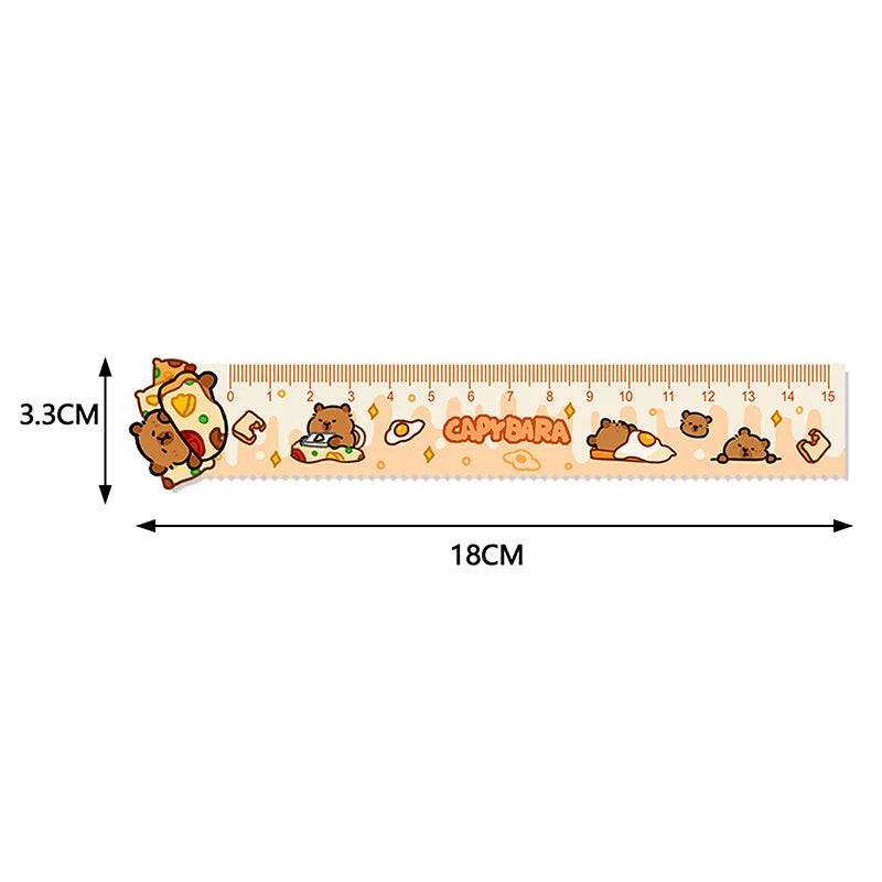 15cm Capybara Ruler Wavy Lines Drawing Tools Acrylic Cute Cartoon Straight Ruler Stationery School Office Supplies