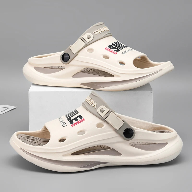 2024 Men's Outdoor Sandals Slippers Beach Comfortable Soft Sole Slide Clogs Casual Shoes Men Women Beach Sandals Big Size 46 47