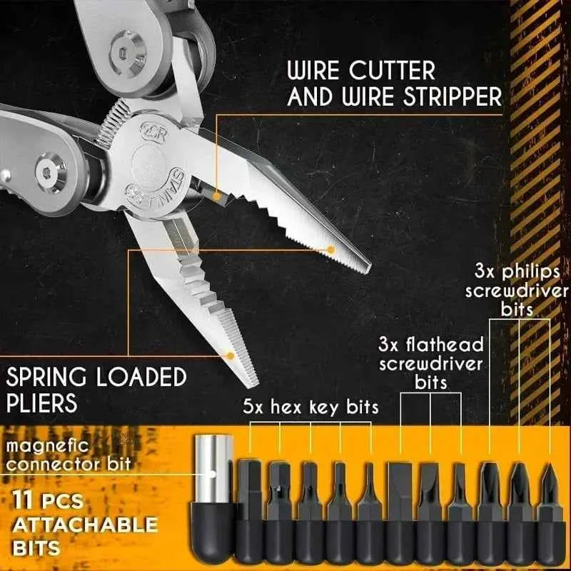 Compact Pocket Multitool with 420 Steel Pliers Essential EDC Gear for Camping, Hunting First Aid Repairs