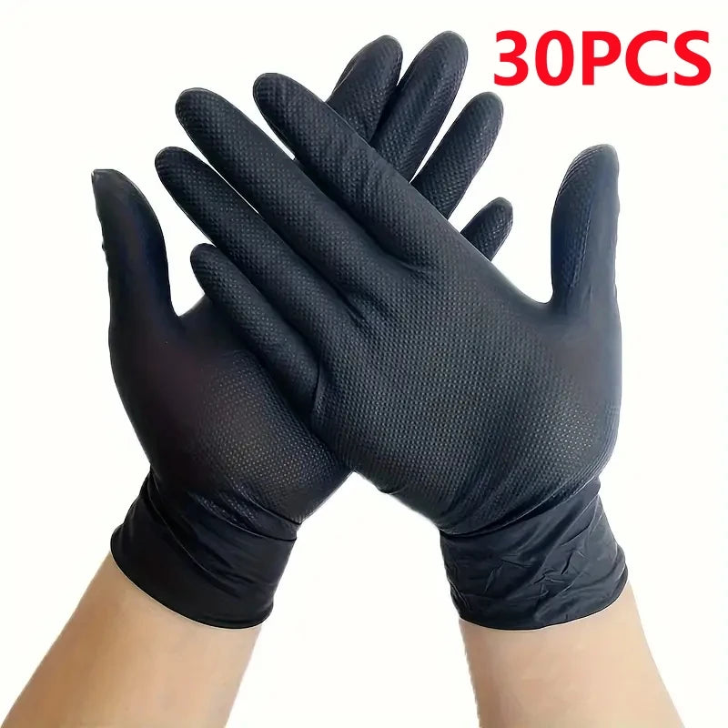 8mil Nitrile Gloves Thick 30/50PCS Industrial Disposable Gloves with Diamond Textured Latex Free Heavy Duty Mechanic Auto Gloves - Shoppiline