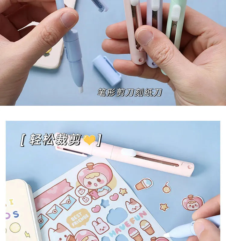 Multifunction Hand Account Cutting Folding Scissors Mini Engraving Knife Scissors Paper Trimming Utility Knife for Office School