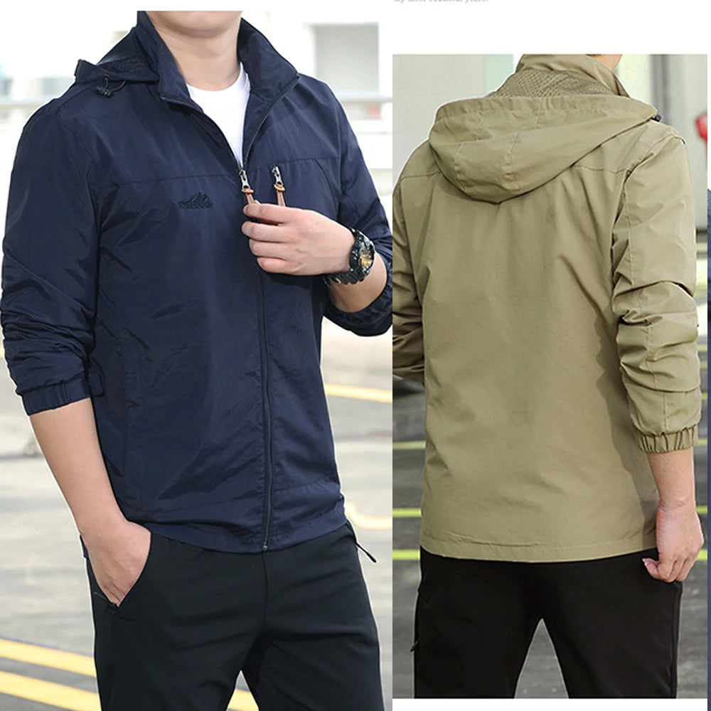 Windbreaker Herren Taktische Jacke Wasserdicht Outdoor Kapuzenmantel Sport Militär Europäische Größe S-5XL Feldklettern Dünne Oberbekleidung
