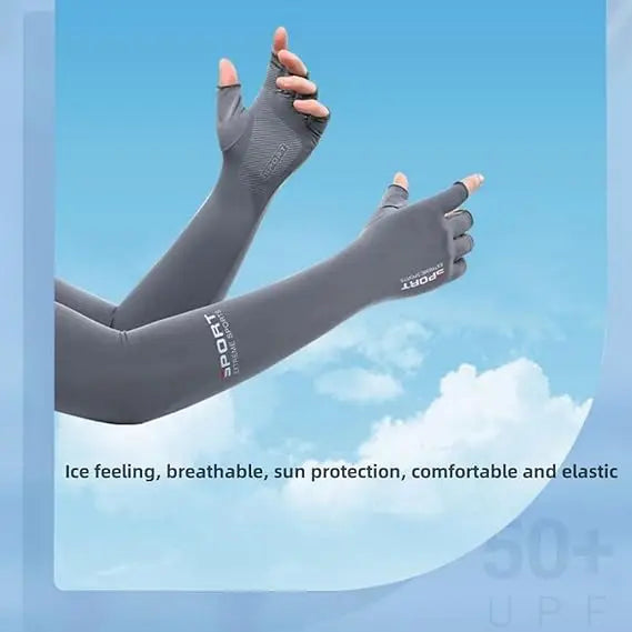 Summer Anti-UV Cooling ‌Ice Silk Arm Sleeves Breathable Stretchy Cover UV Protection Sun Sleeves for Cycling Running Sports
