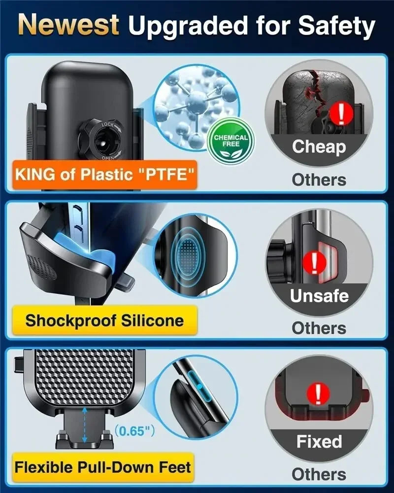 360° Rotatable Car Phone Holder Universal Windshield Suction Cup & Air Vent Mount Stand for Cellphone Stable Car Phone Bracket