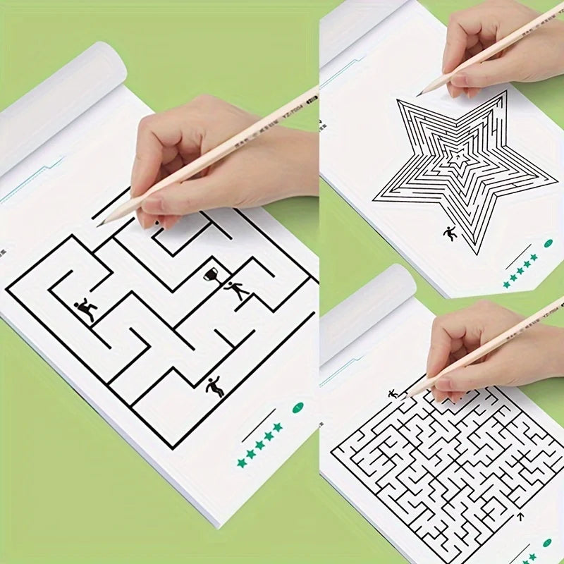 Maze Training Book, Used to Improve Concentration, a Puzzle Game Designed to Enhance Students' Thinking and Attention, an Intellectual Development Toy, a Fun Holiday Gift, a Maze Game Book.