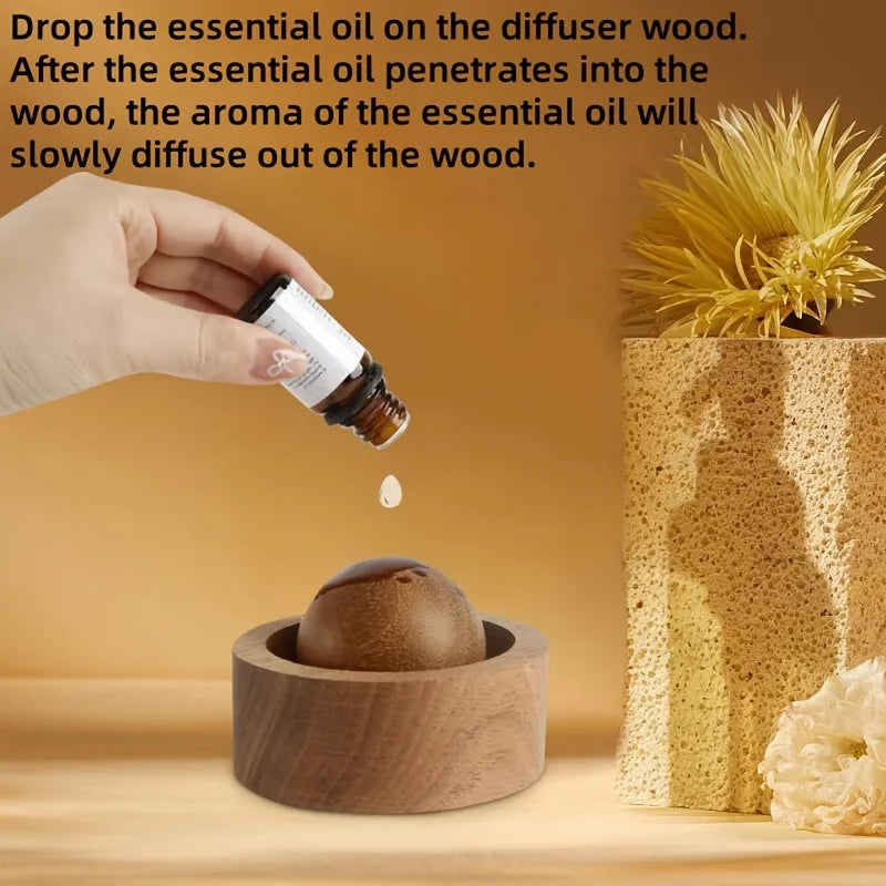 Car & Home Essential Oil Diffuser - Made of Wood Mini Cute Natural Fragrance Diffuser Suitable for Bedroom Living Room Bathroom