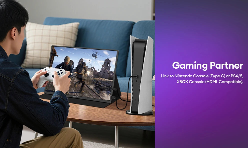 ZEUSLAP 16" 2.5K 144hz Portable Monitor 2560*1600 16:10 100%sRGB 500Cd/m²  Travel Gaming Display for Laptop Switch ps4 ps5 Xbox - Shoppiline