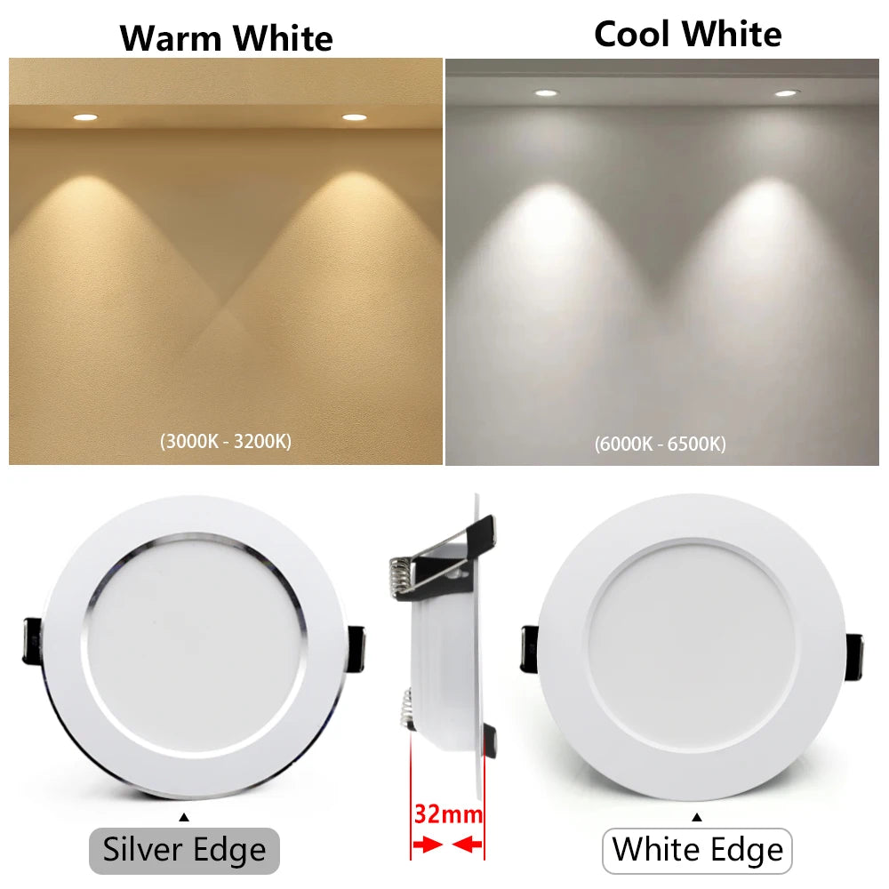 Spotlights LED Ceiling Downlight AC 220V 18W 15W 12W 9W 7W Recessed Round Lamp Spot LED Dowm Light Hidden Indoor Lighting Panel