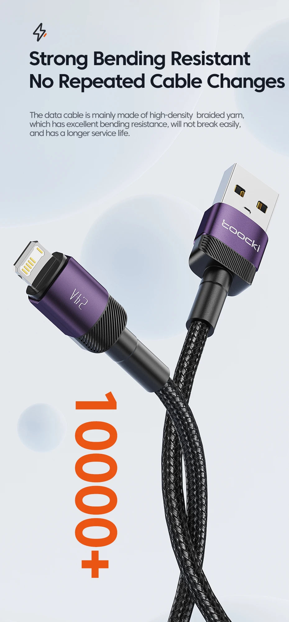 Toocki USB Lightning Cable For iPhone 14 13 12 11 Pro PlusMax Xs Xr 8 Fast Charging USB Wire For iPhone Charging Data Cord Cable