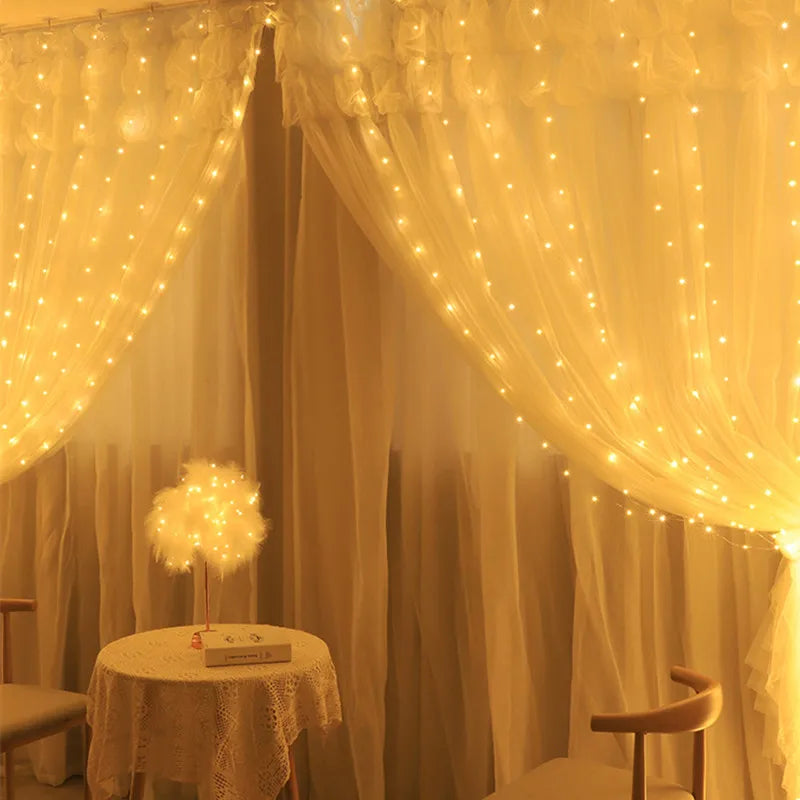 Remote Control USB Fairy Lights 3M LED Curtain String Lights for Christmas Home Bedroom Decor Festive Party New Year Wedding