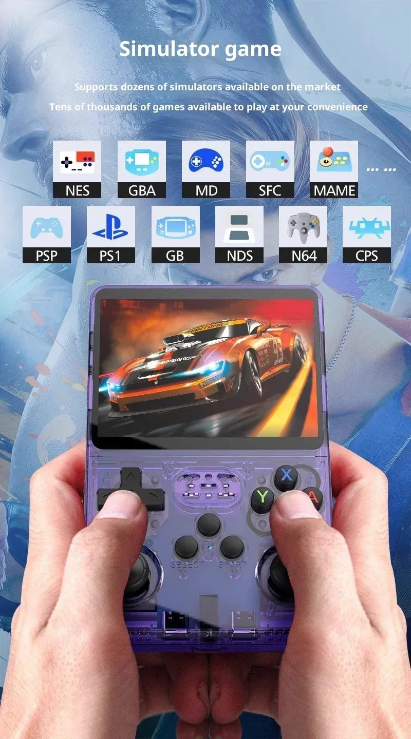 New Retro R36S Handheld Video Game Console 3.5 Inch IPS Screen 64GB Preloaded Games Portable Pocket Player with Linux System