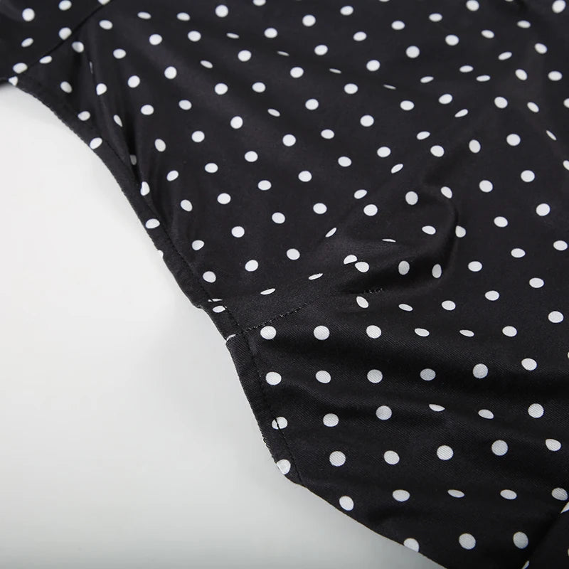 SUCHCUTE Sexy Polka Dot Print Halter Dress For Women Elegant Party Slim Backless Sleeveless Mini Dress Summer Vacation Outfits