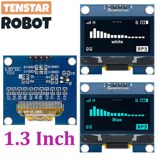1.3" OLED Display Module White Blue Color Drive Chip SH1106 128X64 1.3 Inch LCD LED IIC I2C Communicate