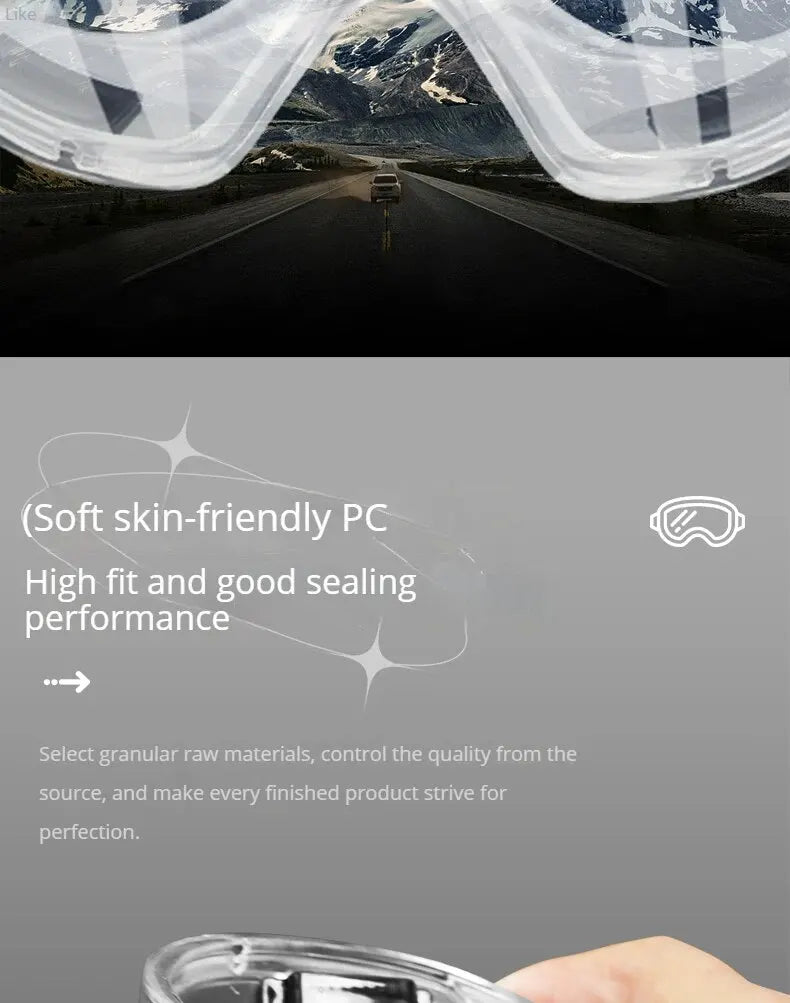 Goggles Splashproof Dustproof Windproof Sandproof Anti-fog Transparent Riding Skiing Sports Glasses