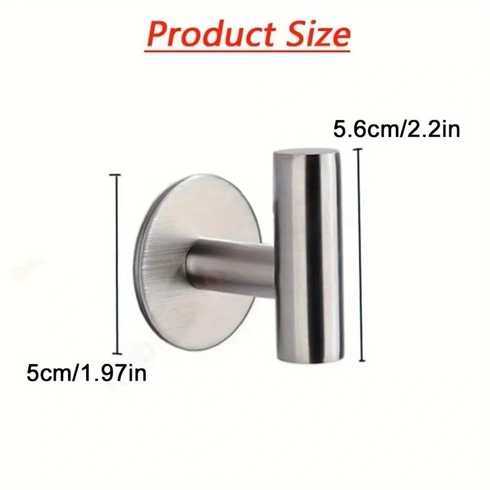 Stainless Steel Robe Hook Adhesive Wall Hook Towel Hook for Bathroom Kitchen Garage Heavy Duty Wall Mounted Kitchen Hardware