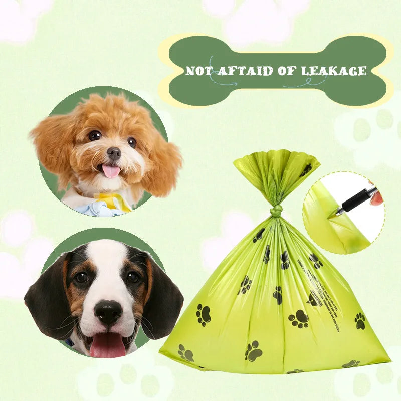 10Pcs Extra Thick Dog Poop Bags (22x30cm), Leak-Proof Paw Print Pet Waste Bags