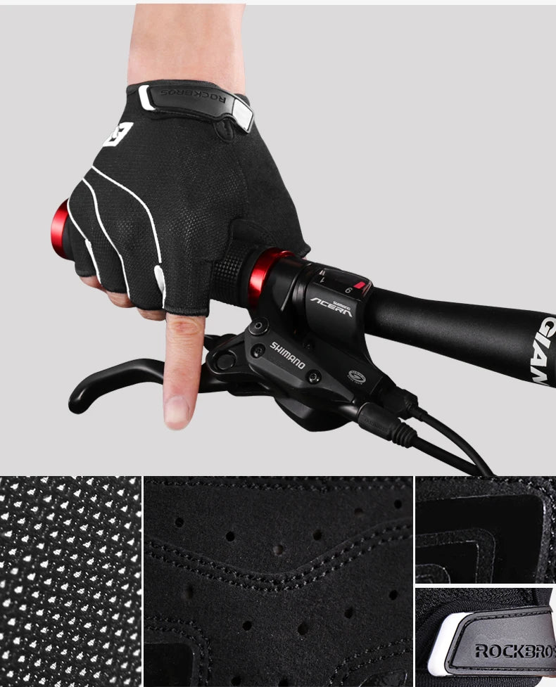 ROCKBROS Cycling Bike Gloves Half Finger Shockproof Breathable MTB Mountain Bicycle Sports Gloves Men Women Cycling Equipment - Shoppiline
