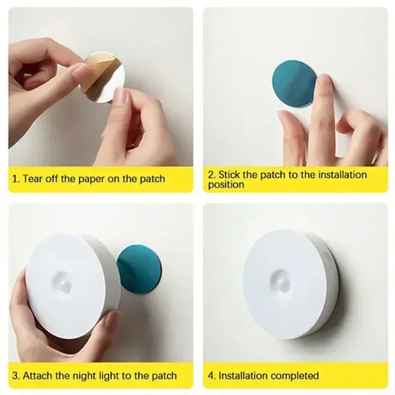 Motion Sensor Light USB Rechargeable Night Light LED Lamp for Kitchen Bedroom Stairs Hallway Cabinet Closet Wardrobe Nightlight