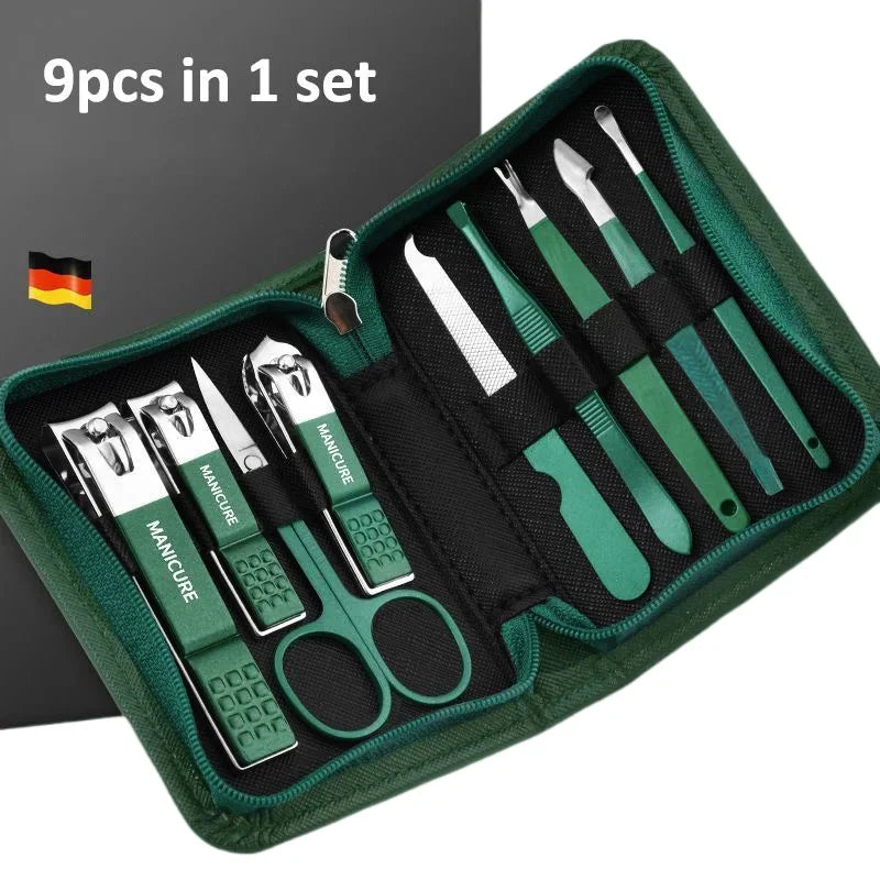 6-9tlg. Maniküre-Set mit Lederetui Professionelle Fuß- und Gesichtspflege-Werkzeugsätze Edelstahl-Nagelknipser-Sets Geschenk
