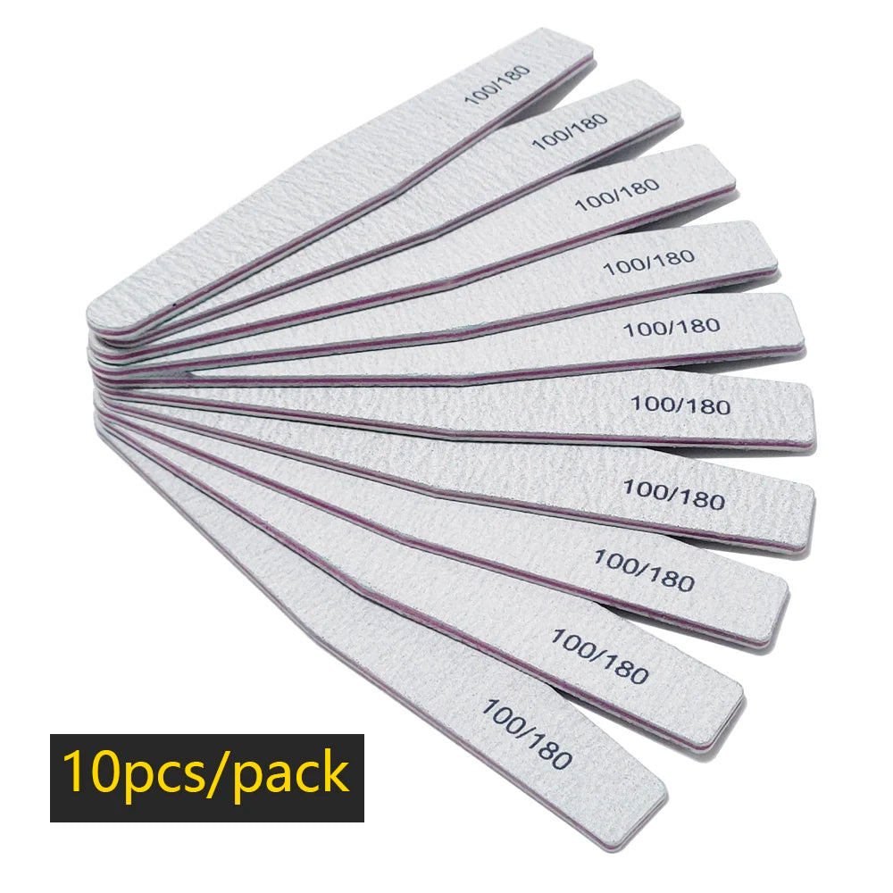 Nagelfeile Buffer 100/180 Körnung Halbmond Nagelfeilen Doppelseitiges Schmirgelpapier Nagel schleifen Gel Nagellack Maniküre-Werkzeug