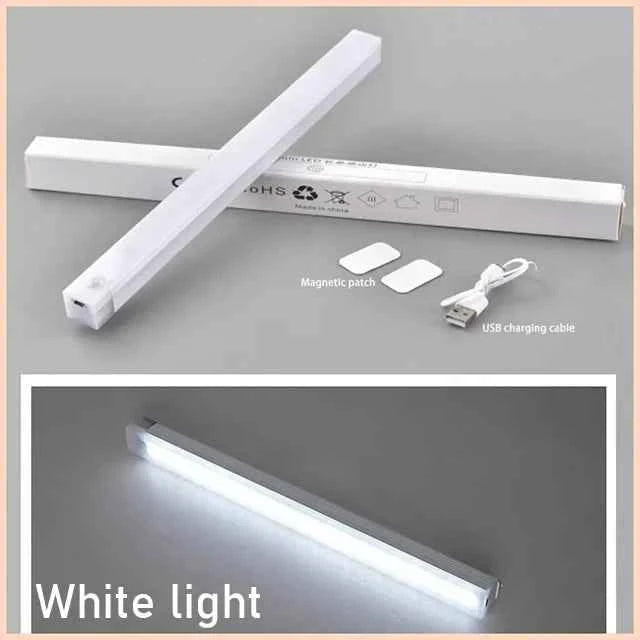 HOMEFISH Cabinet Light USB Rechargeable Motion Sensor LED Bar Light Induction Night Light Portable for Kitchen