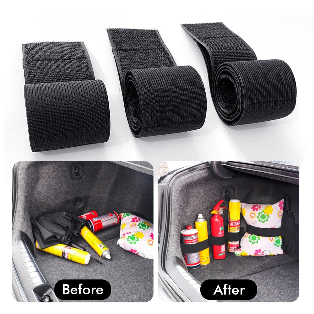 Car Trunk Organizer Firm Nylon Magic Tape Stowing Tidying Fixed Belt Auto Tools Storage Fixing Belt Fire Extinguisher Storage