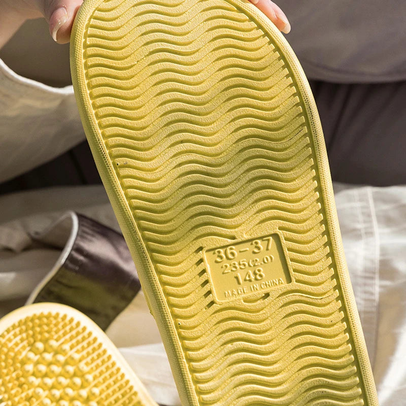 Summer Slippers for Men PVC Massage Non Slip Solid Color Comfortable Durable Bathroom Shoes Cool Pool