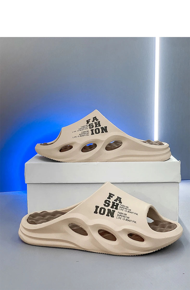 Men Fashion Massage Slippers Indoor/Outdoor Sandals Beach Flip Flop Thick Sole Male Slides Summer Non-Slip Men Shower Slippers - Shoppiline