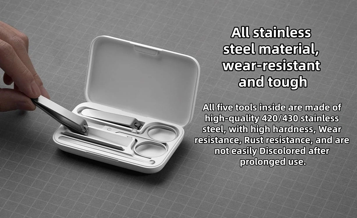 Mijia Nail Clipper Five-Piece Set White High-Quality Stainless Steel Magnetic Absorption Simple Five-Piece Set Portable