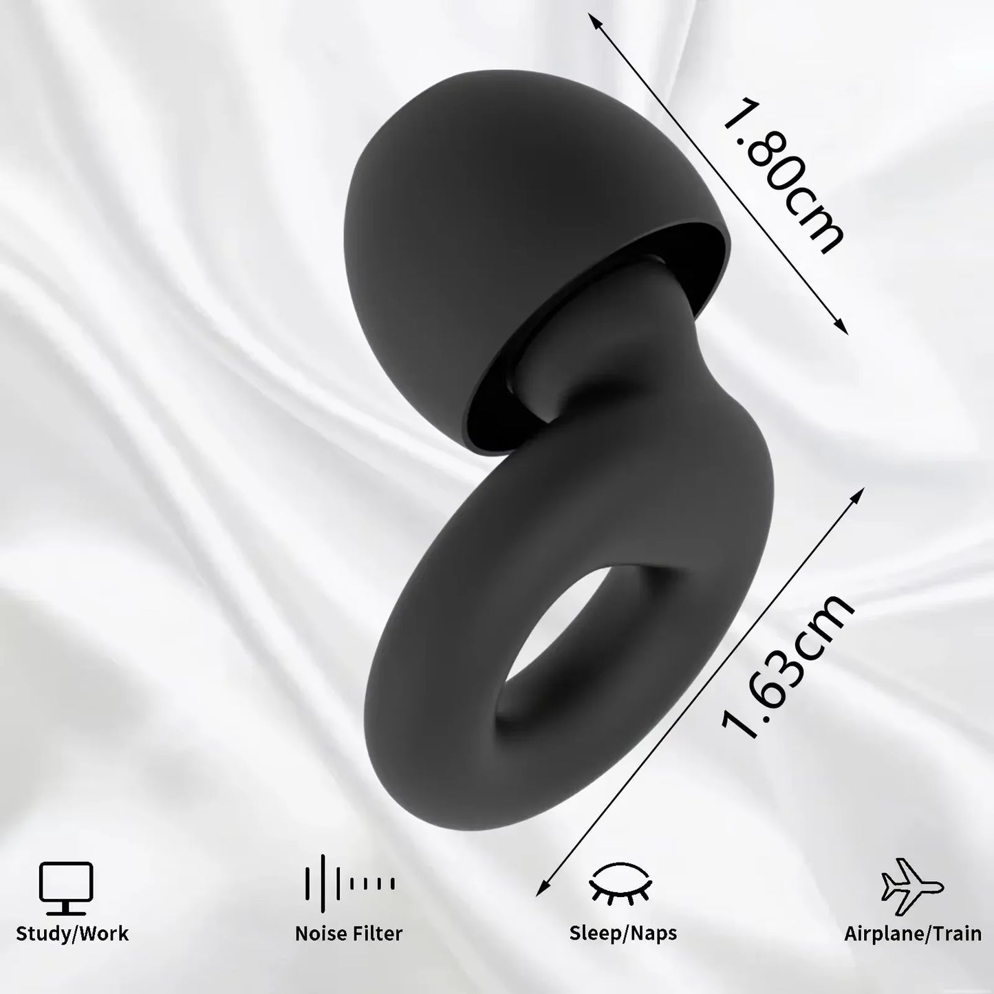 Plugs for Sleep,Swim, Work– Super Soft Silicone Ear Reusable Hearing Protection for Noise Reduction 8 Ear Tips in XS/S/M/L