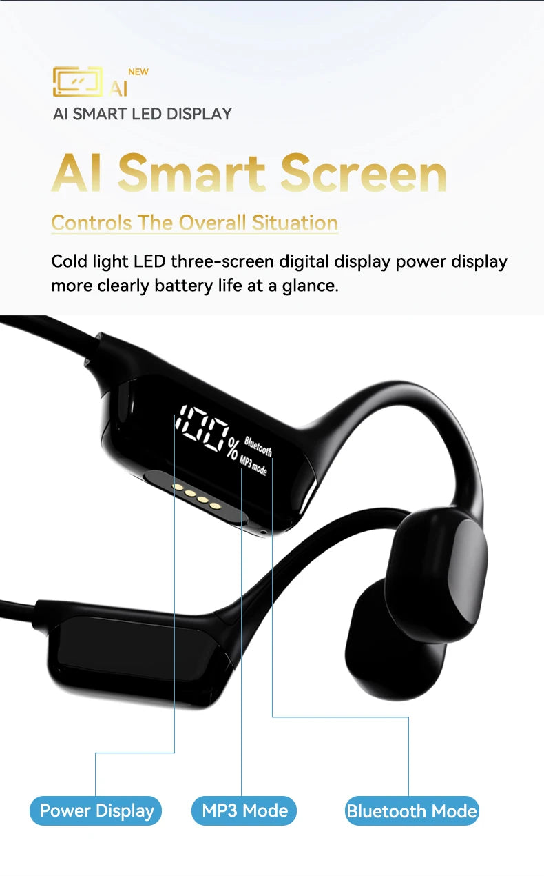 #IPX8 Waterproof Bone Conduction Wireless Headphone Bluetooth 5.4+32GB RAM MP3 Player HIFI Music Sport Swimming Headset With Mic