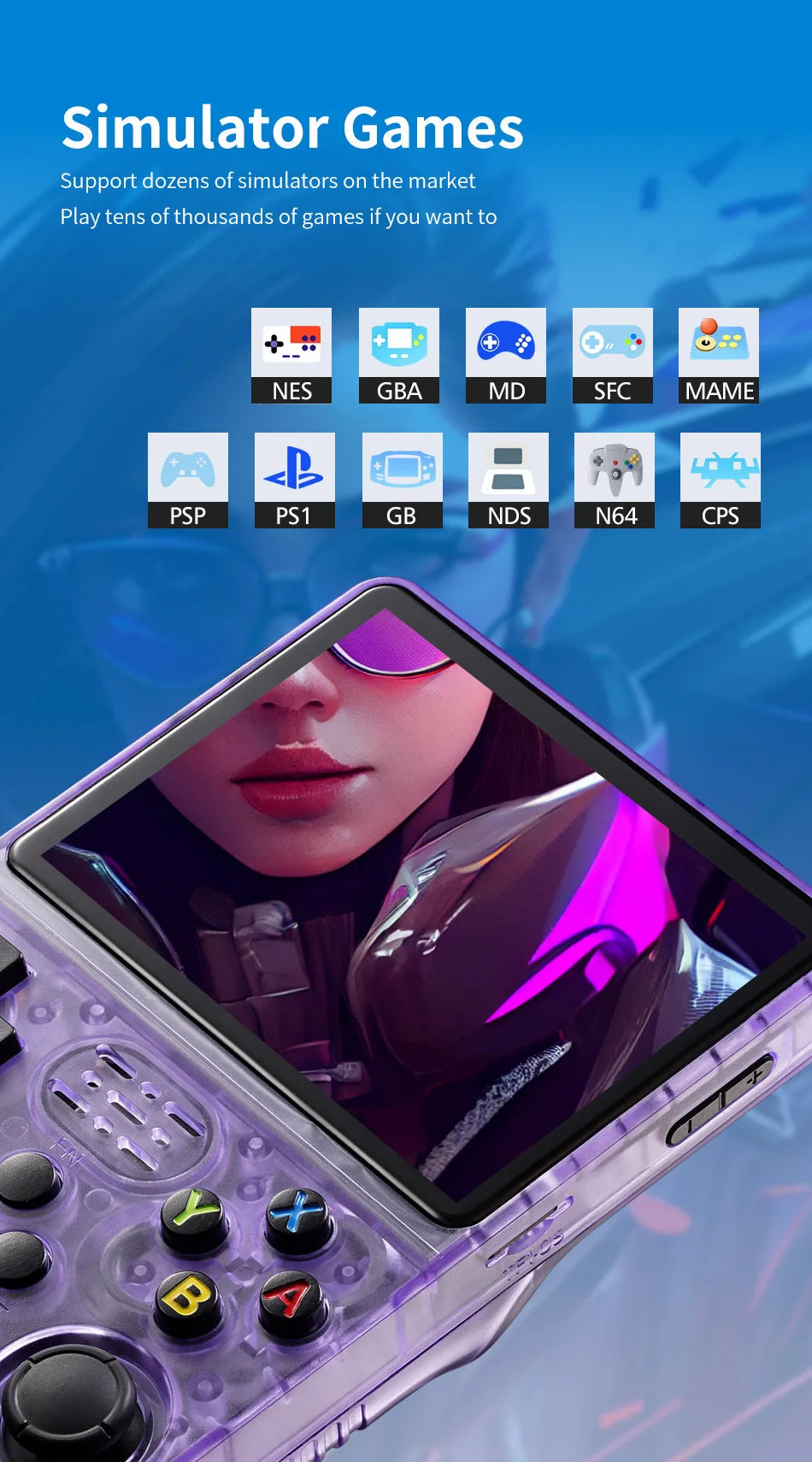 R36S Retro Games Console 3.5-Inch IPS Screen With Linux System Portable Pocket Retro Gaming Console 64GB 20000+ Classic Games