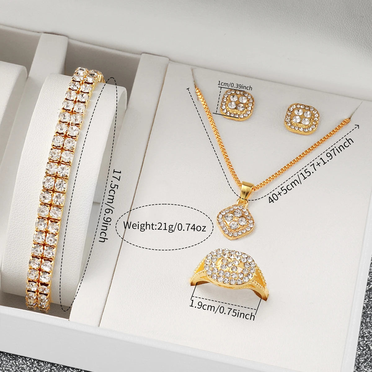 6 STÜCK Mode Volldiamant Damenuhr Gold Stahlarmband Analog Quarz Uhren Schmuckset (ohne Box)