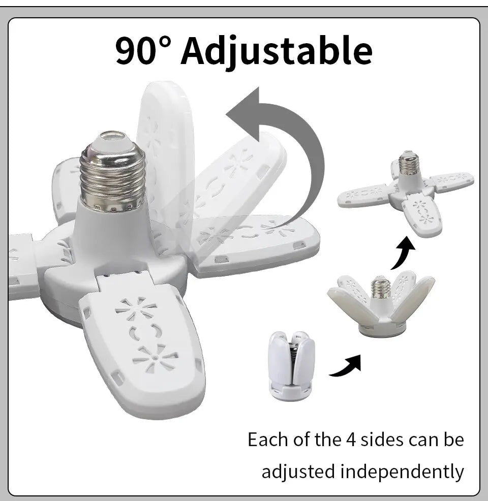 E27 Foldable Fan Shape LED Bulb Lamp 220V 110V 40 LEDs Light Bulbs For Home Ceiling Lamp Warehouse Garage White Light 6500