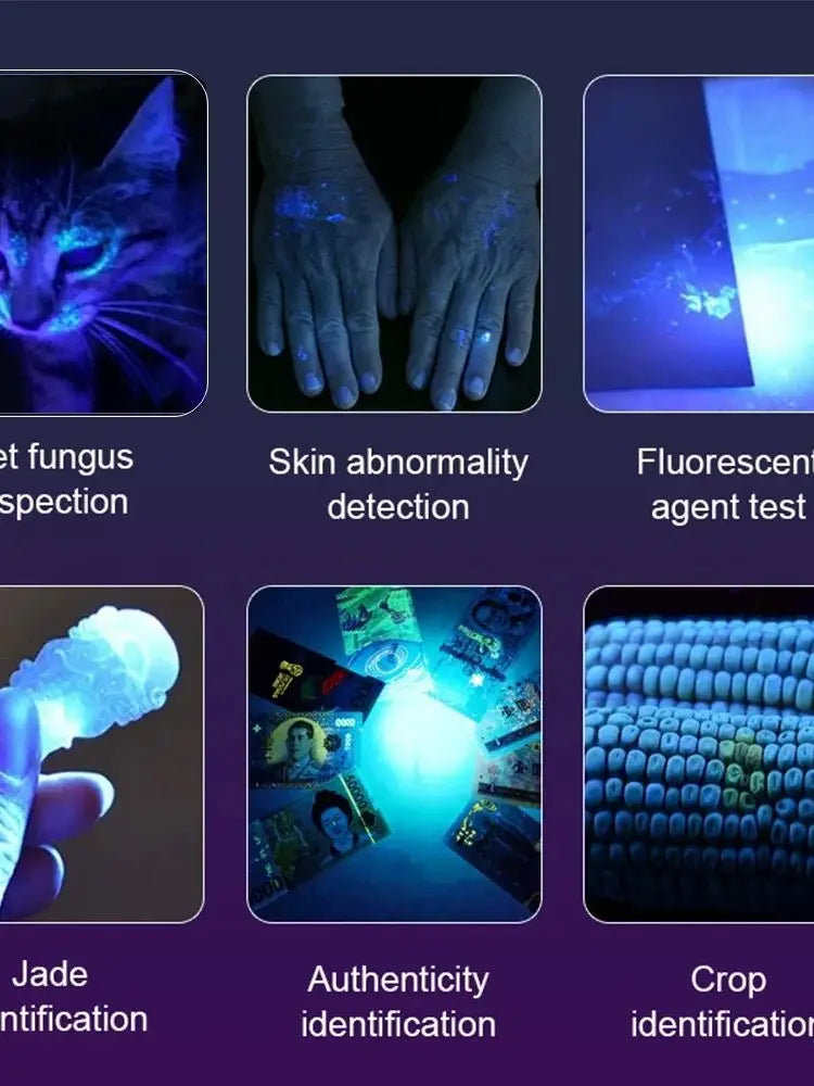 365nm Mini UV Led Blacklight Flashlight Usb Rechargeable Nail Lamp Pet Stain Leakage Marker Ore Money Scorpion Detection Lights