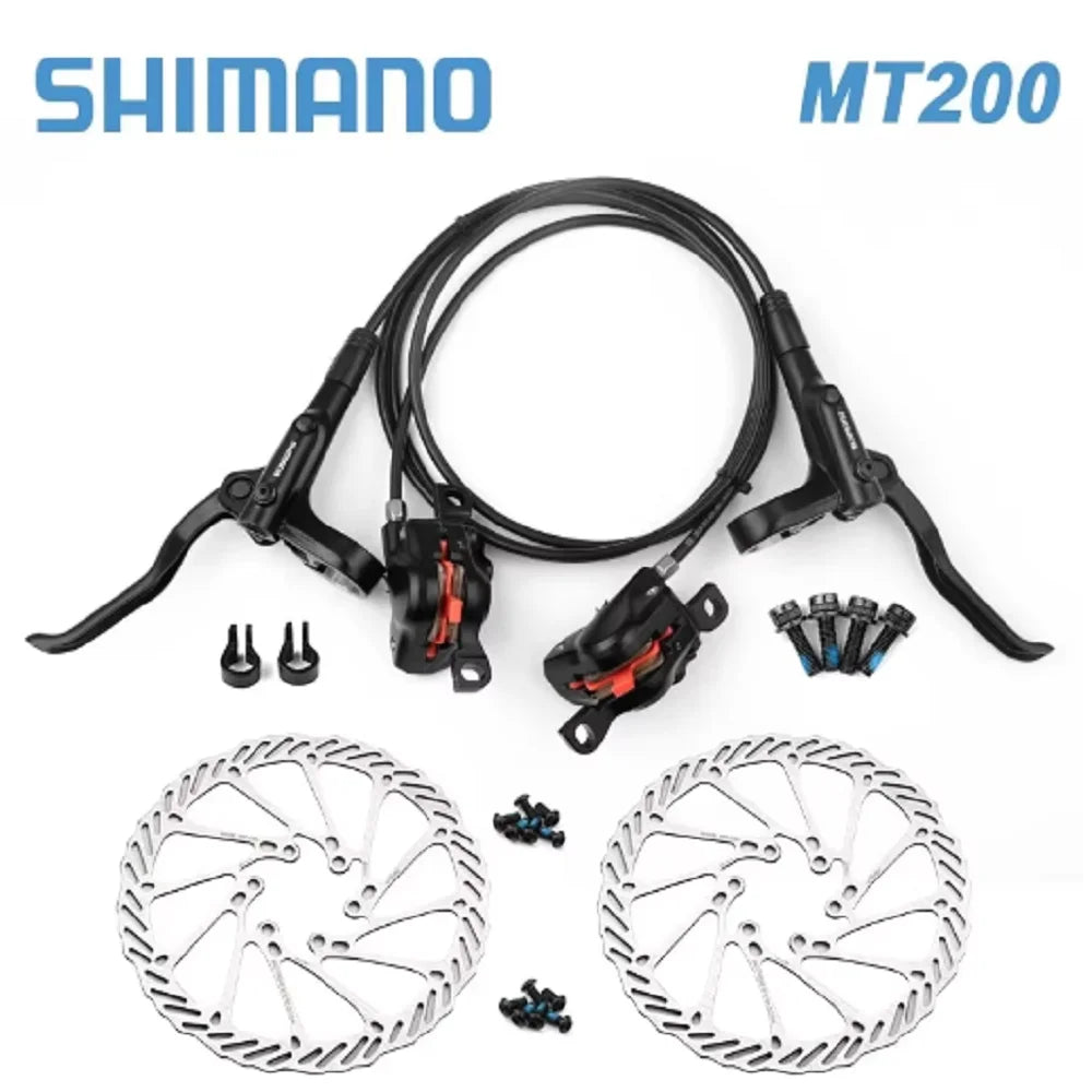 Shimano MT200 Bicycle Brake Mountain MTB Bike Hydraulic Disc Brake Set w/n G3 / HS1 / RT30 / RT56 Rotors 160mm BL-BR-MT200
