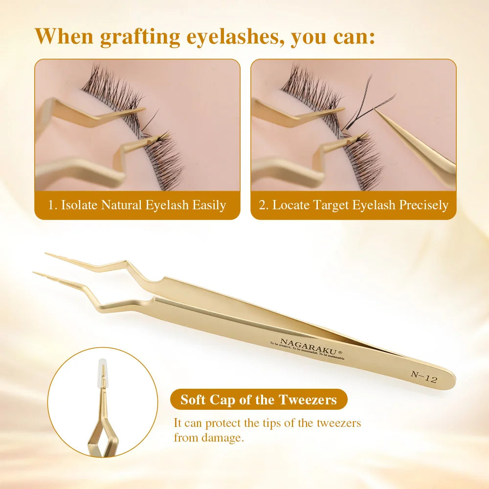 NAGARAKU Eyelash Extension Tweezers Makeup Stainless Steel Eyelash 3D accurate Clip