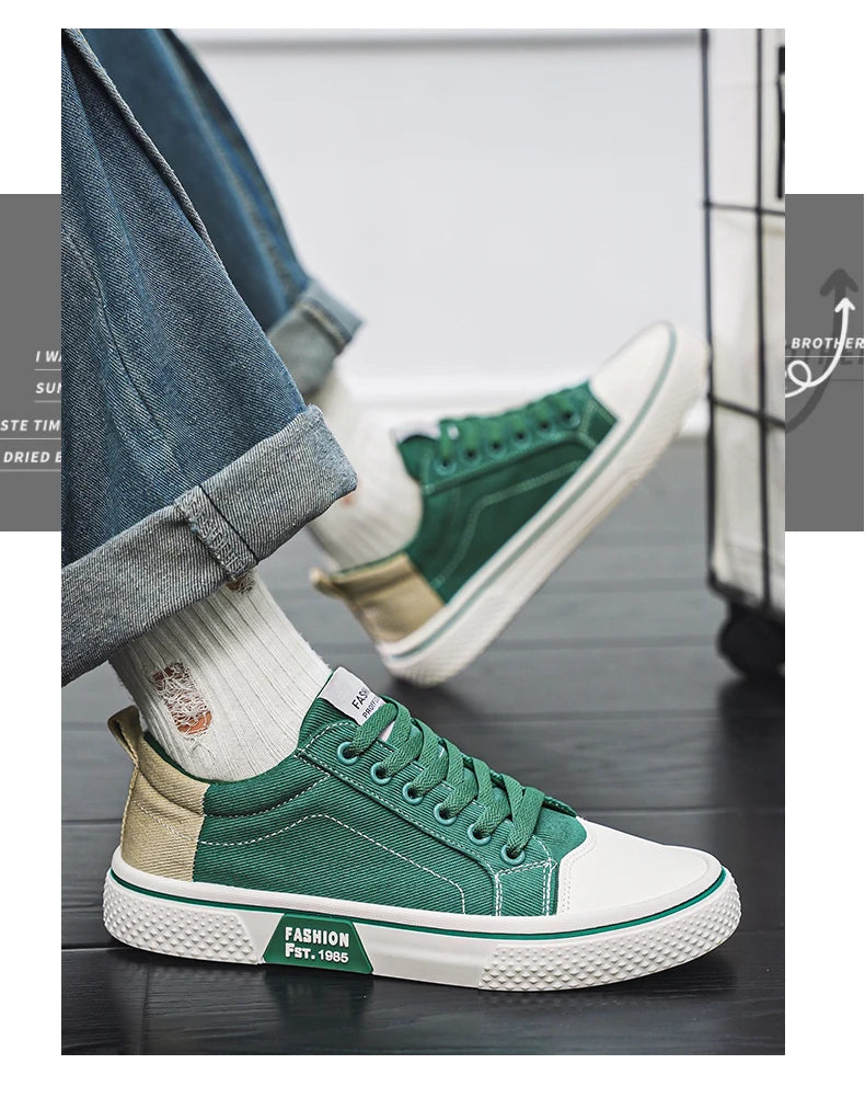 Canvas shoes four seasons men's casual shoes students flat shoes fashion soft-sole outdoor walking shoes youth Joker board shoes