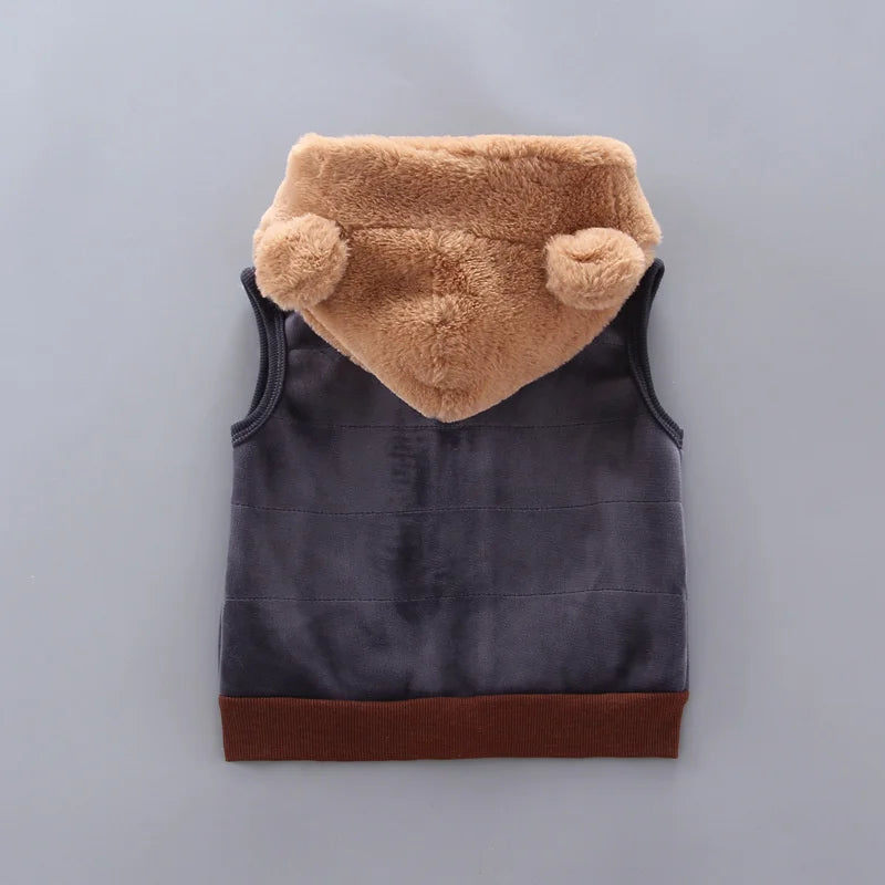 Kids Cartoon Clothing Sets Winter Autumn Boys Girls Cotton Thick Warm Hooded Sweater Cute Bear 3Pcs Children Suits 0-4 Years