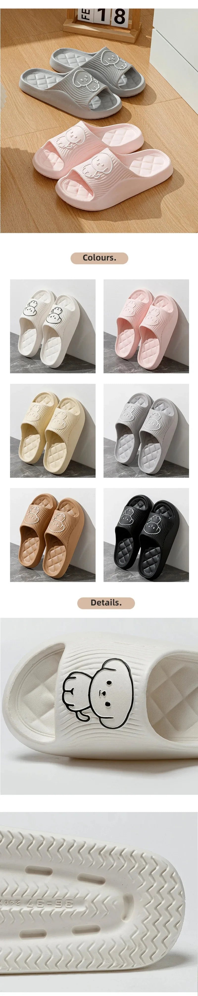Cute Couple Pillow Slippers Female Bathroom Bath Non-slip  High Quality Soft  Sole Indoor Home Eva Thick Bottom Sandals