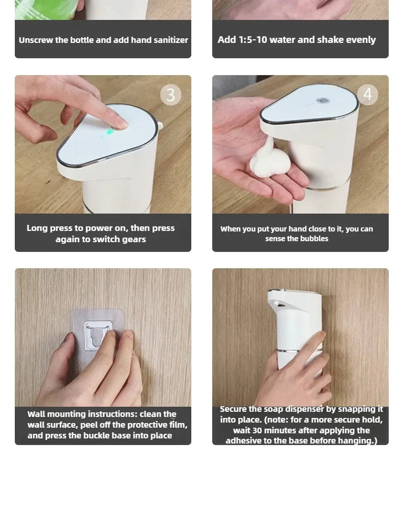 New Bathroom Automatic Sensing Soap Dispenser Type C Multiple Levels Contactless Electric Frother Charging Wall Mounted Vertical