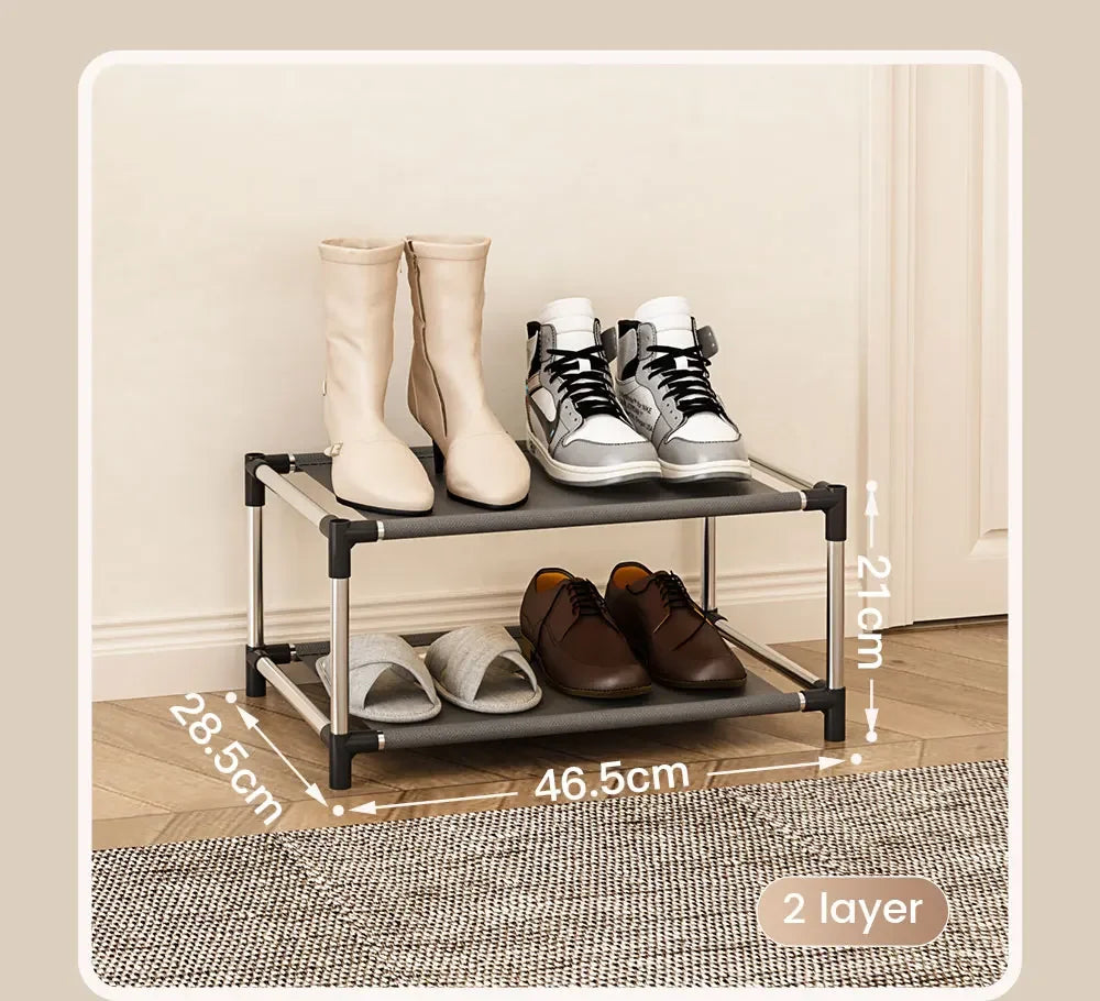 Stylisches Schuhregal Metall Einfaches Schuhregal Schuh-Organizer Ständer Halter Platzsparendes schwarzes Schuhregal für Wohnzimmer