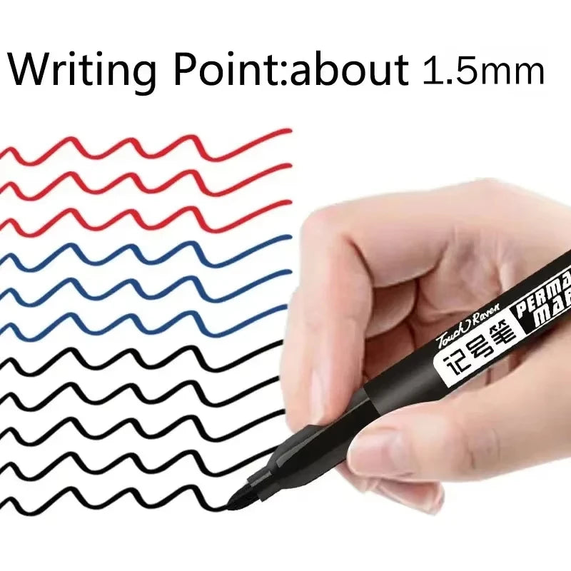 6 Marqueurs permanents pour le dessin Manga Noir Bleu Rouge Encre imperméable Stylos de croquis Fournitures scolaires d'art de papeterie