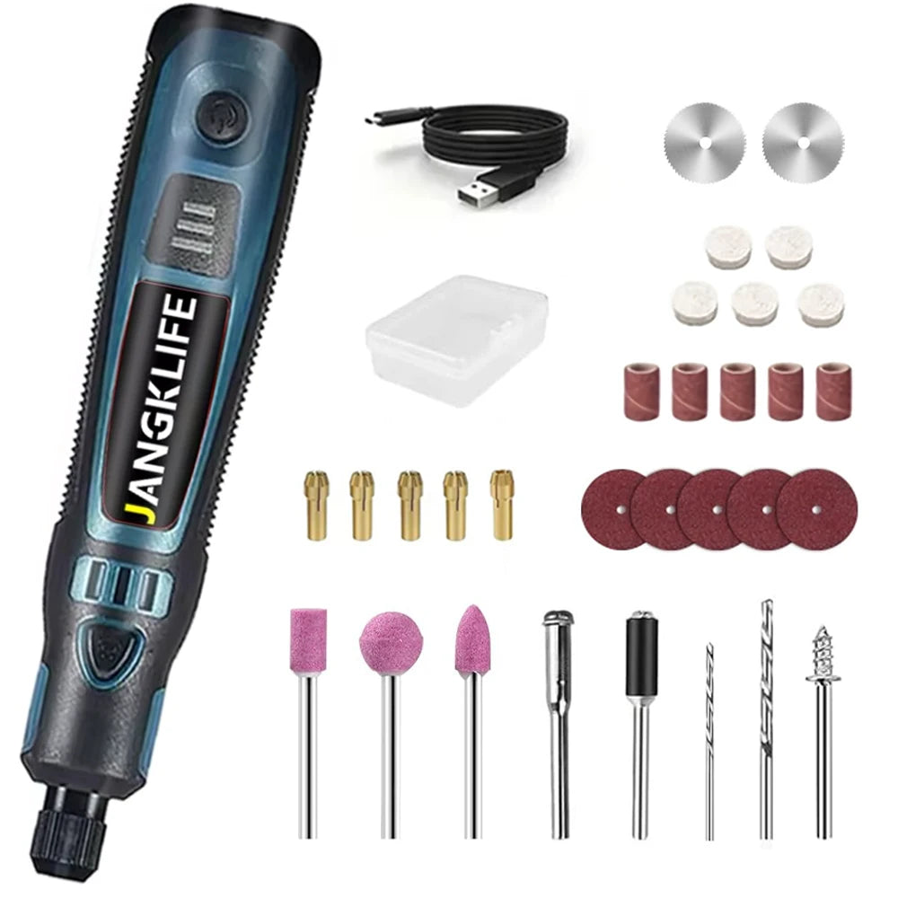 JANGKLIFE USB Cordless Rotary Tool Kit Woodworking Engraving Pen DIY For Jewelry Metal Glass Mini Wireless Drill - Shoppiline