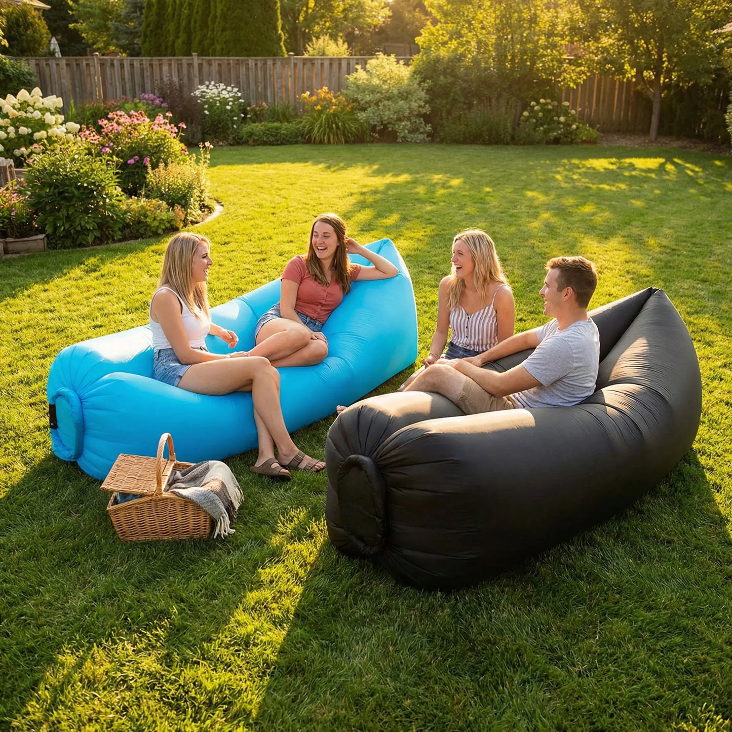 Inflatable Air Sofa Portable Fast-Inflate Waterproof Lounger for Beach Camping Pool Travel