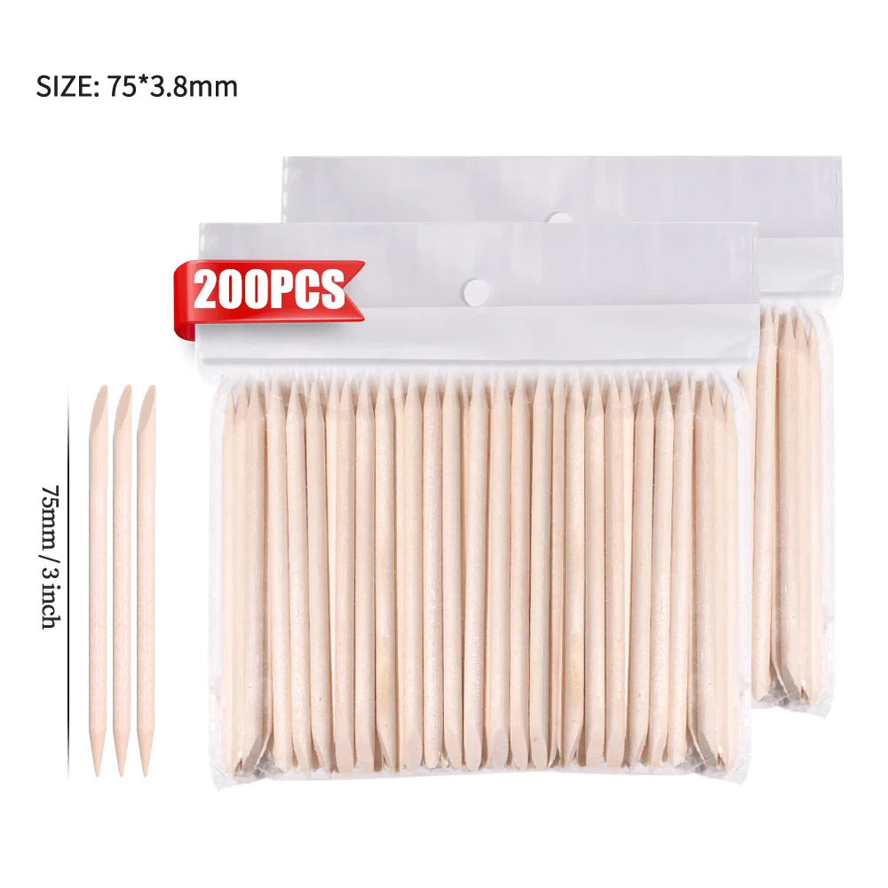 50/1000Pcs Double Ended Wooden Cuticle Pusher Multi  Nail Art Tools Beechwood Stick Manicure Pedicure Tool Suitable for Home Use