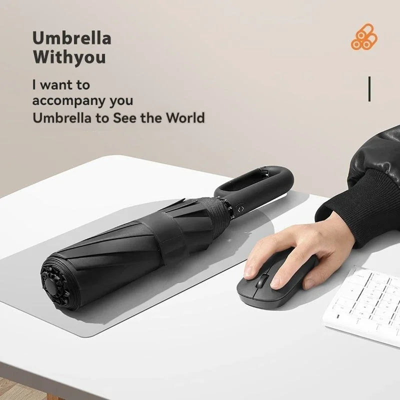 Automatic Umbrella for Men Women Fully Automatic Folding Large Rib Strong Sunshade Double Umbrella with Ring Buckle Design