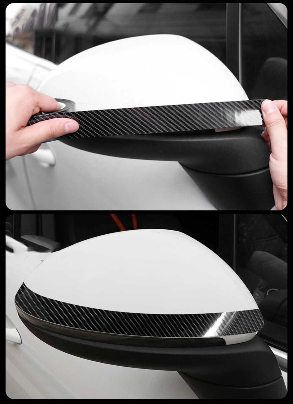 1-10M 3D Car Carbon Fiber Sticker DIY Paste Protector Strip Auto Door Sill Side Mirror Anti Scratch Tape Black Waterproof Film