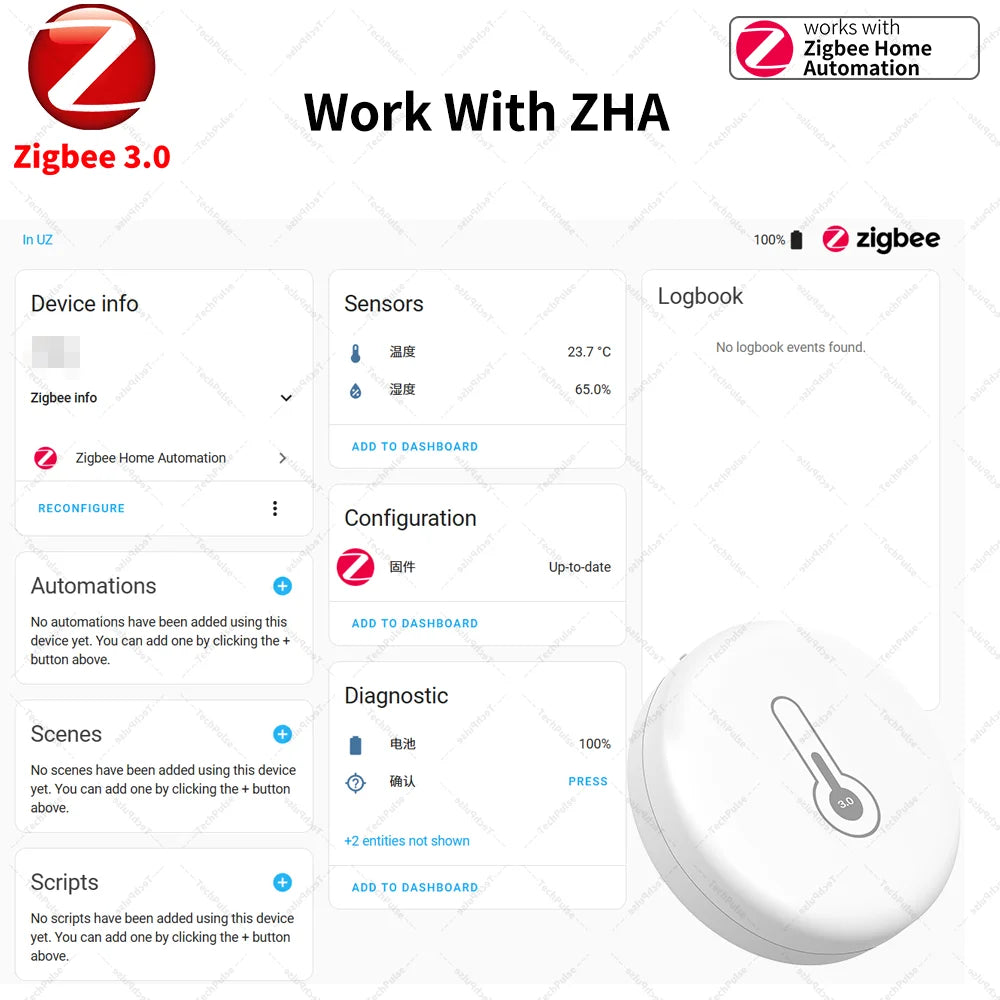 Zigbee Sensor Temperature Humidity Sensor Zigbee Hub Required workwith HA Home Assistant Alexa Yandex ZHA Zigbee2MQTT